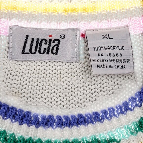 Vintage Lucia Handcrafted Floral Knit Pullover Sweater XL - Picture 3 of 10